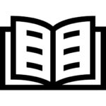 Line drawing of an open book in icon style