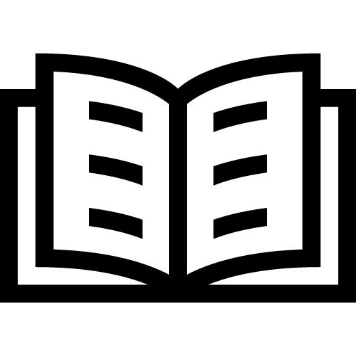 Line drawing of an open book in icon style